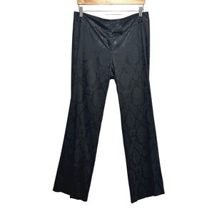 Vintage Parameter Damask Satin Dress Pants Women 12 Floral Jacquard Flare Goth